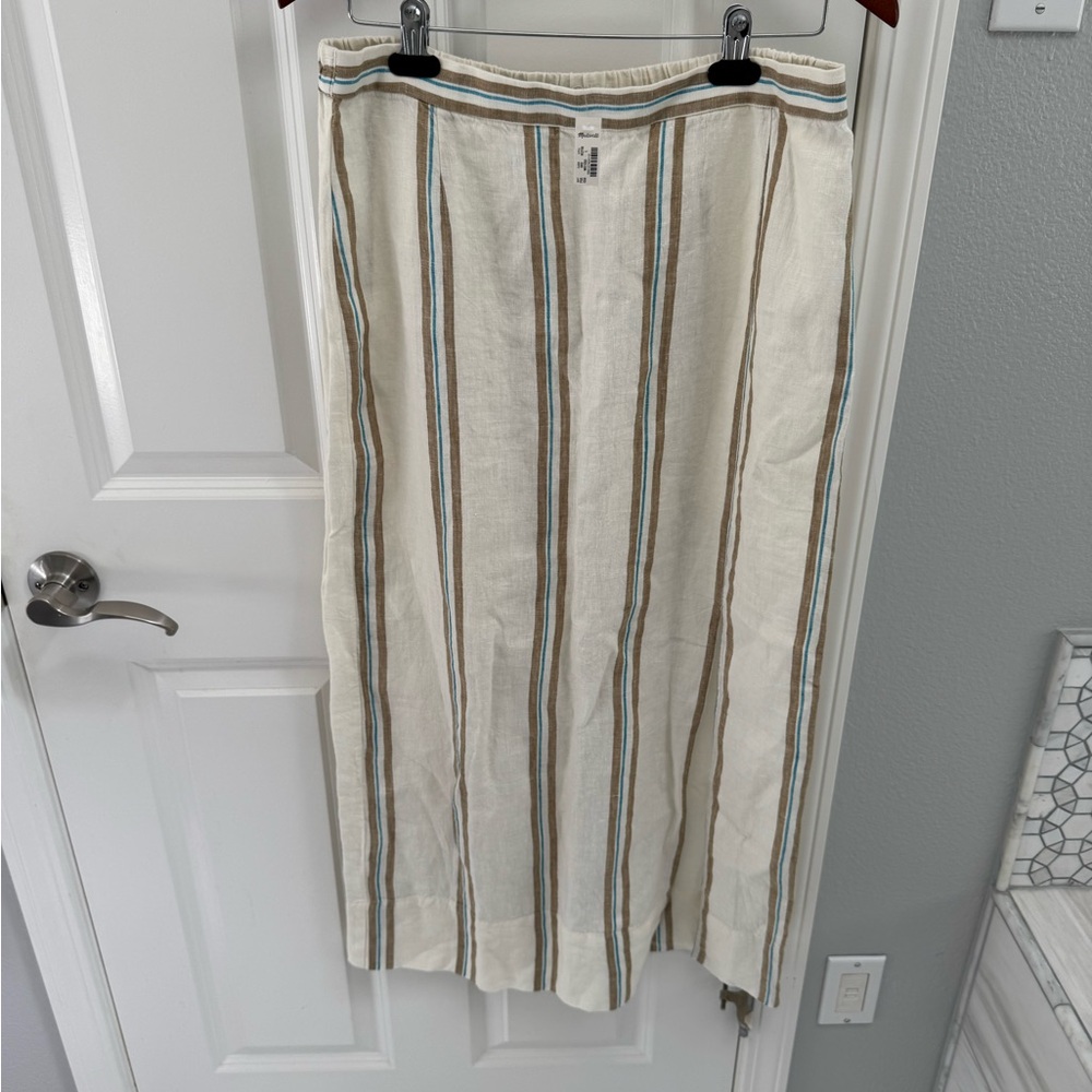 Madewell Cream Maxi Skirt with Blue and Brown Stripes